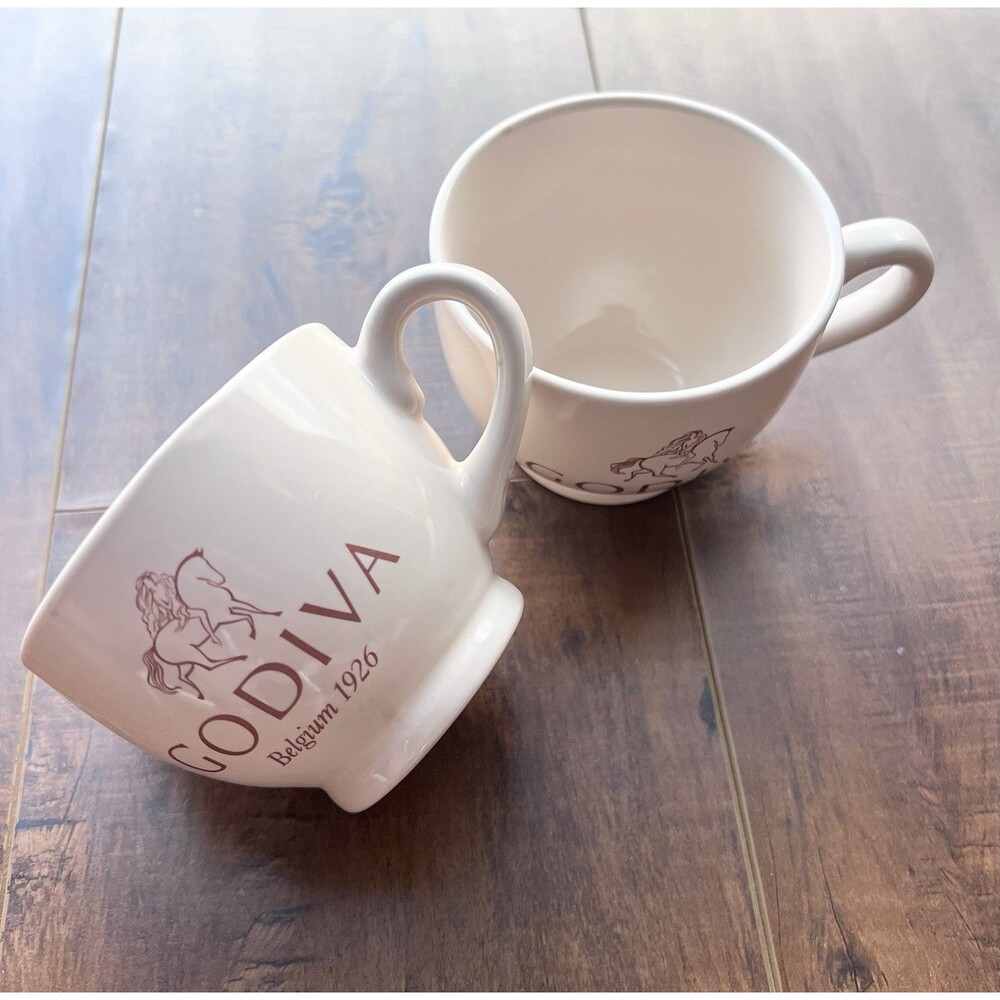 Lady Godiva Belgium 1926 Chocolate Chocolatier Tea Coffee Mugs Cups Set Of 2